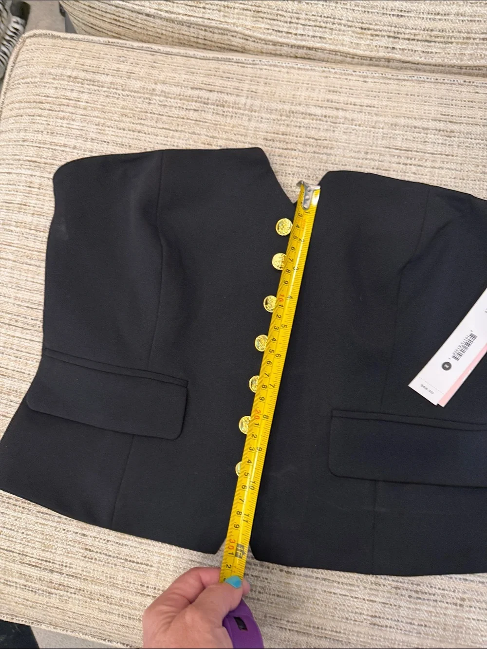 Aqua Black Strapless Corset Top with Gold Buttons Brand New Size Medium - Picture 12 of 14